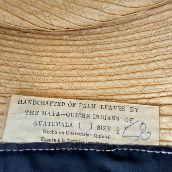 Guatemalan Panama Hat Hand Made of Palm Leaves by Maya-Quiche Indians 58 - 7 1/4